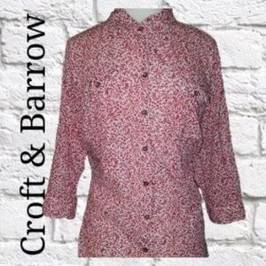 SOLD  Croft & Barrow Red and White Print Shirt 1X